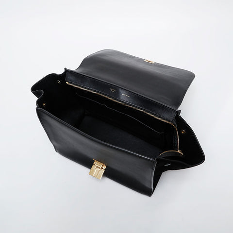 CELINE Embossed leather trapeze 2way bag Handbag black WS21457