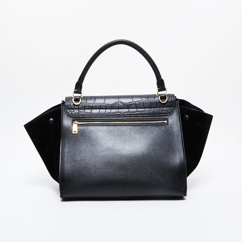 CELINE Embossed leather trapeze 2way bag Handbag black WS21457