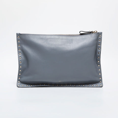 VALENTINO Leather studs Clutch bag gray WS21461
