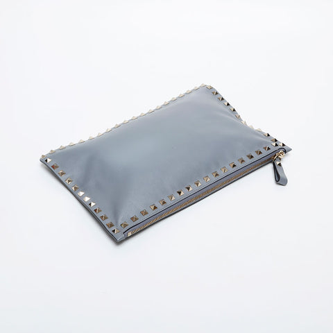 VALENTINO Leather studs Clutch bag gray WS21461