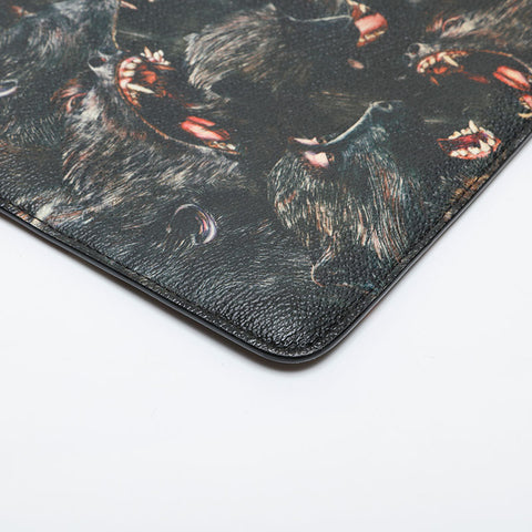 GIVENCHY Leather dog print Rottweiler Clutch bag black WS21462