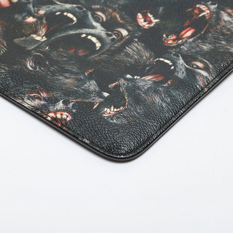 GIVENCHY Leather dog print Rottweiler Clutch bag black WS21462