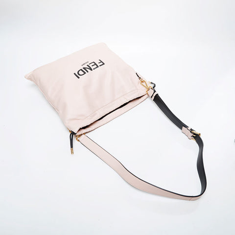 FENDI Leather Slim Clutch with Logo Shoulder Bag pink WS21465