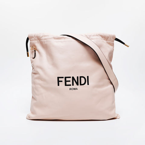 FENDI Leather Slim Clutch with Logo Shoulder Bag pink WS21465