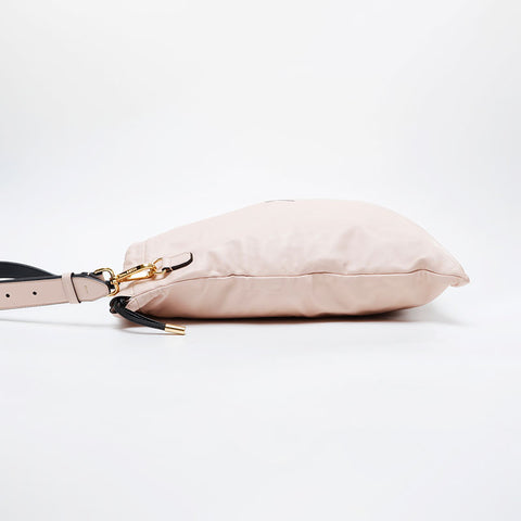 FENDI Leather Slim Clutch with Logo Shoulder Bag pink WS21465