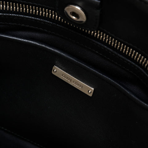 Miu Miu Leather Matelasse Crystal 2way Handbag black WS21466