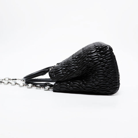 Miu Miu Leather Matelasse Crystal 2way Handbag black WS21466