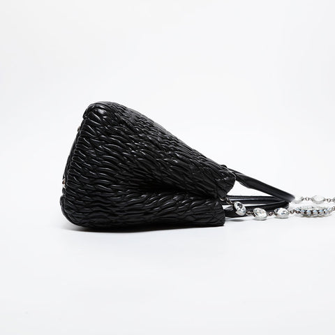 Miu Miu Leather Matelasse Crystal 2way Handbag black WS21466
