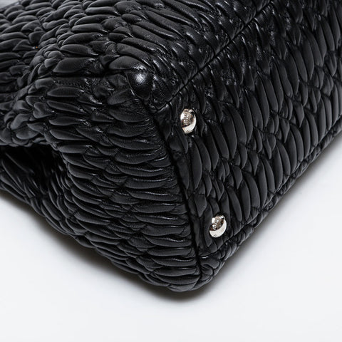 Miu Miu Leather Matelasse Crystal 2way Handbag black WS21466