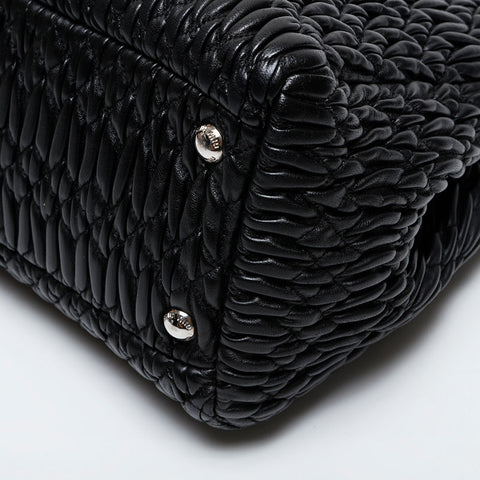 Miu Miu Leather Matelasse Crystal 2way Handbag black WS21466