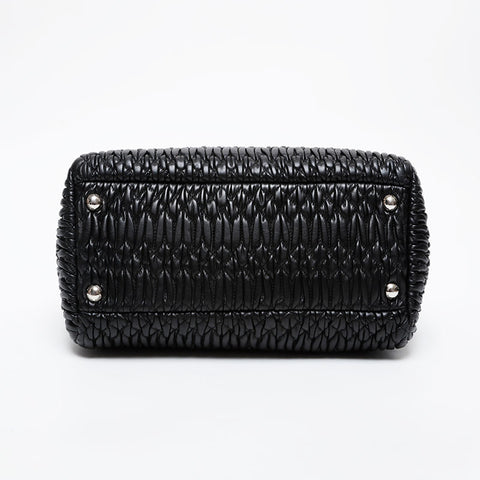 Miu Miu Leather Matelasse Crystal 2way Handbag black WS21466