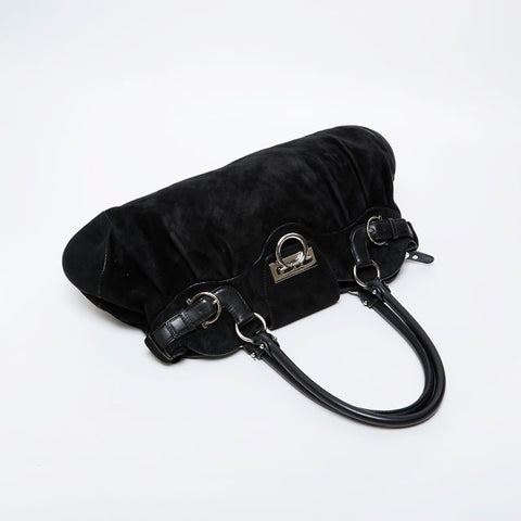 Salvatore Ferragamo Suede SilverMetal Handbag black WS21467