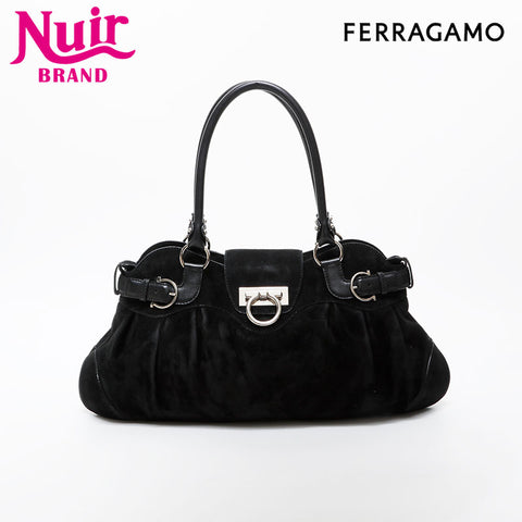 Salvatore Ferragamo Suede SilverMetal Handbag black WS21467