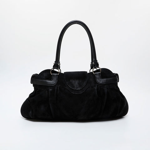 Salvatore Ferragamo Suede SilverMetal Handbag black WS21467