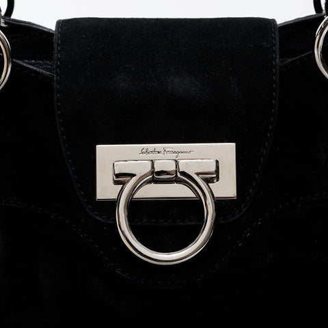 Salvatore Ferragamo Suede SilverMetal Handbag black WS21467