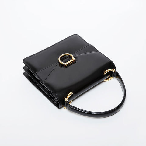 CELINE Gancini Gold Metal Handbag black WS21468