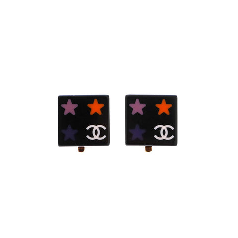 CHANEL COCO Mark Square 03A 2003 Earring black WS21473