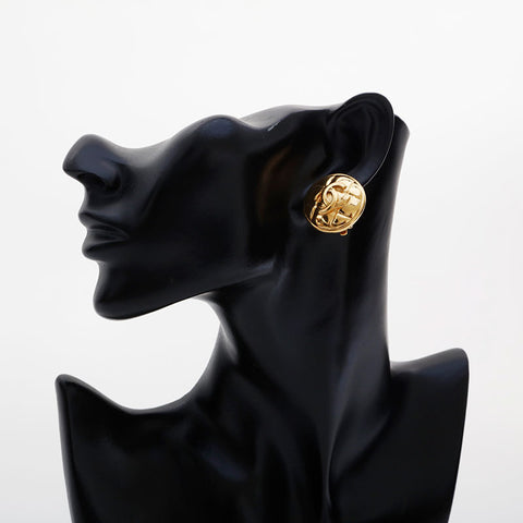 CHANEL COCO Mark Button Matelasse Earring gold WS21474