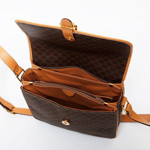 CELINE Macadam PVC Shoulder Bag Brown WS21476