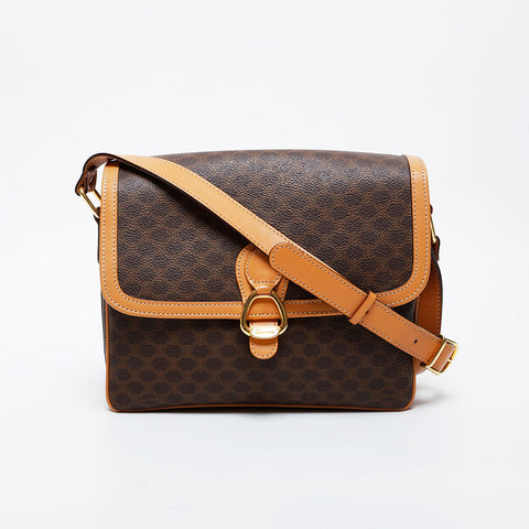 CELINE Macadam PVC Shoulder Bag Brown WS21476