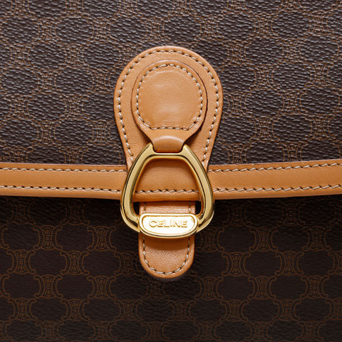 CELINE Macadam PVC Shoulder Bag Brown WS21476