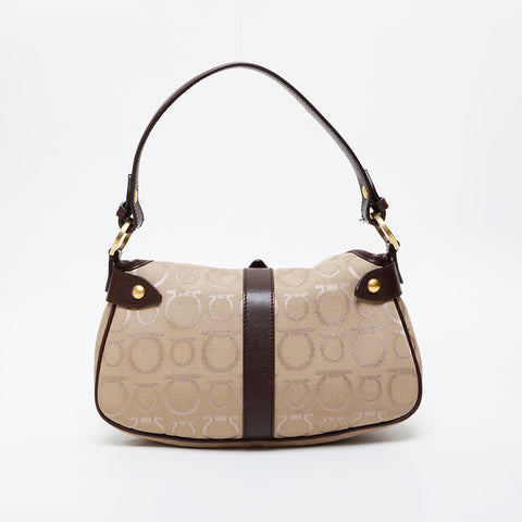 Salvatore Ferragamo Gancini canvas Shoulder Bag beige WS21477