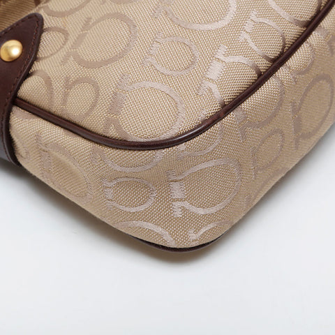 Salvatore Ferragamo Gancini canvas Shoulder Bag beige WS21477