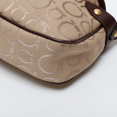 Salvatore Ferragamo Gancini canvas Shoulder Bag beige WS21477