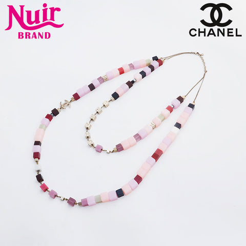CHANEL 09C 2009 COCO Mark Cube 2-row Necklace multicolor WS21479