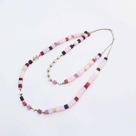 CHANEL 09C 2009 COCO Mark Cube 2-row Necklace multicolor WS21479