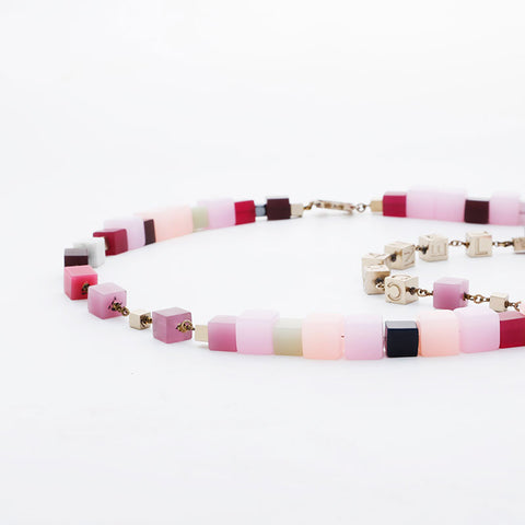 CHANEL 09C 2009 COCO Mark Cube 2-row Necklace multicolor WS21479