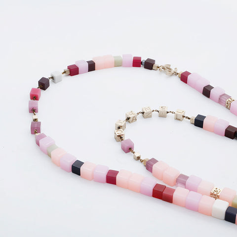 CHANEL 09C 2009 COCO Mark Cube 2-row Necklace multicolor WS21479
