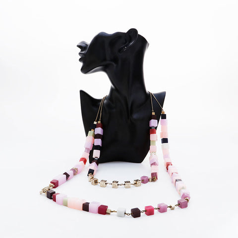 CHANEL 09C 2009 COCO Mark Cube 2-row Necklace multicolor WS21479