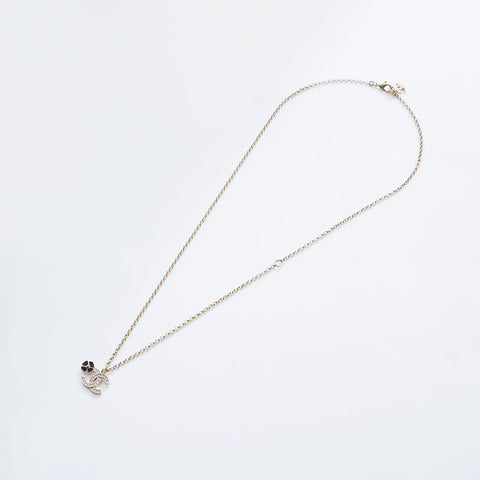 CHANEL I25P 2025 COCO Mark Rhinestone Clover Necklace gold WS21481