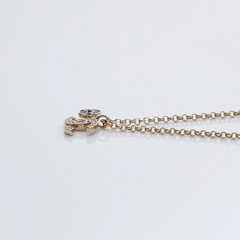 CHANEL I25P 2025 COCO Mark Rhinestone Clover Necklace gold WS21481