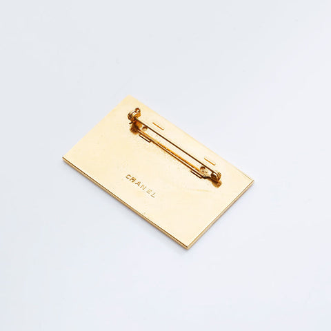 CHANEL Logo plate Brooch gold WS21493