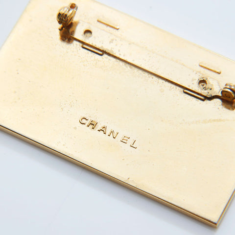 シャネル CHANEL ロゴ プレート ブローチ ゴールド WS21493