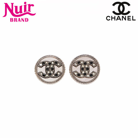 CHANEL A16S 2016 Rhinestone Round COCO Mark Pierce Silver WS21495