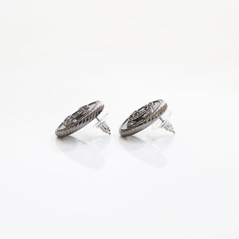 CHANEL A16S 2016 Rhinestone Round COCO Mark Pierce Silver WS21495