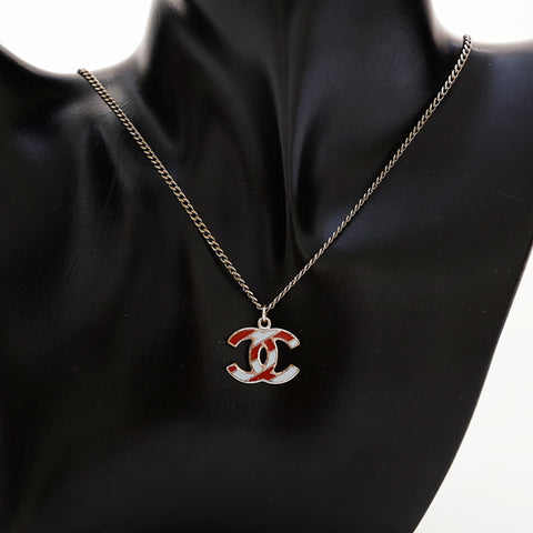CHANEL COCO Mark 2way Necklace Silver WS21496