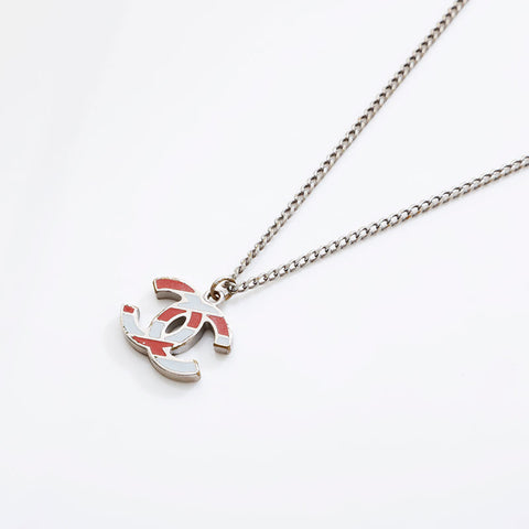 CHANEL COCO Mark 2way Necklace Silver WS21496