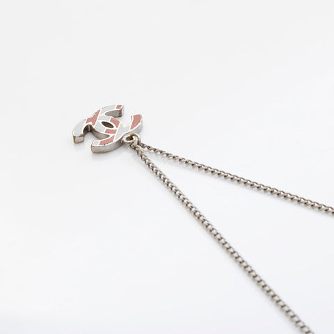 CHANEL COCO Mark 2way Necklace Silver WS21496