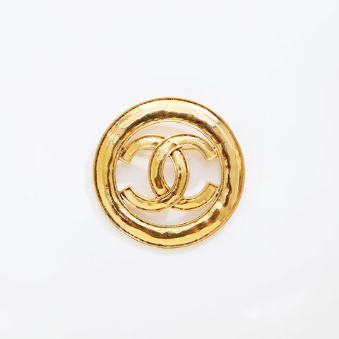 CHANEL 94P 1994 Round COCO Mark Brooch gold WS21503