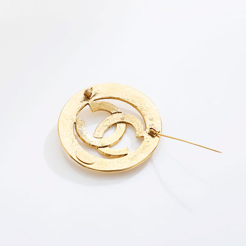 CHANEL 94P 1994 Round COCO Mark Brooch gold WS21503