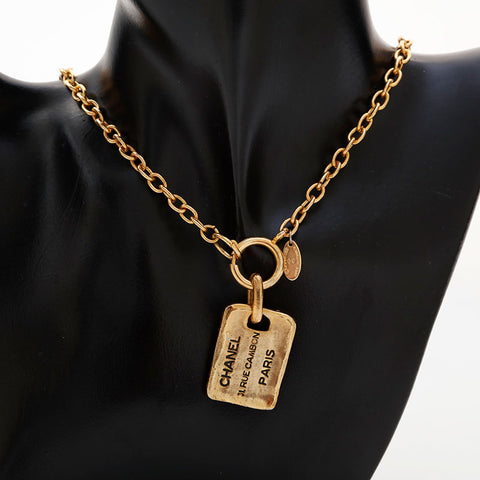 CHANEL cambon plate Necklace gold WS21504
