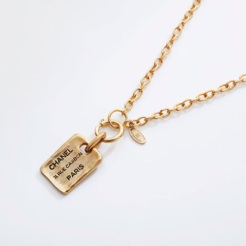 CHANEL cambon plate Necklace gold WS21504