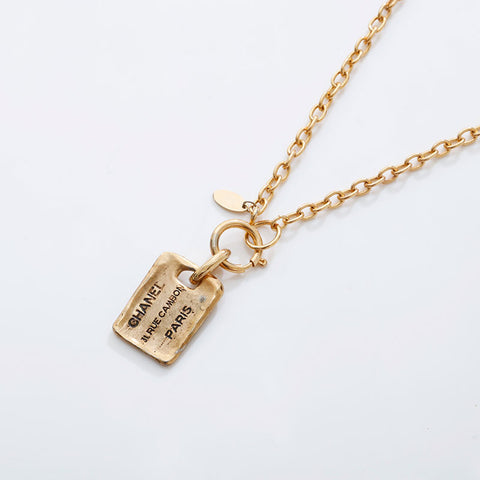 CHANEL cambon plate Necklace gold WS21504