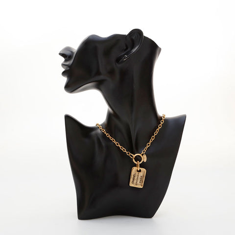 CHANEL cambon plate Necklace gold WS21504