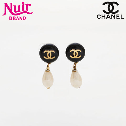 CHANEL 94P 1994 COCO Mark Pearl Drop Earring gold WS21505