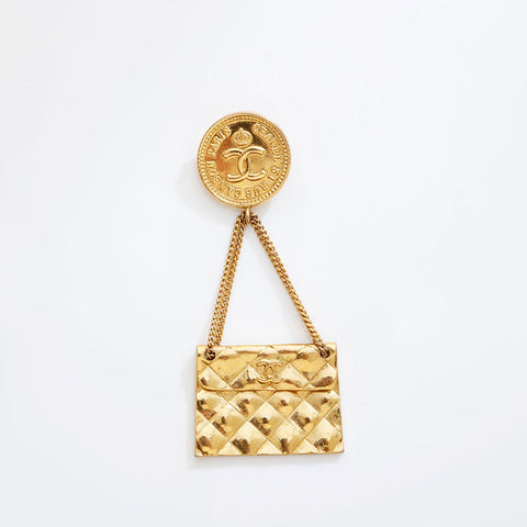 CHANEL Matelasse Drop Coin COCO Mark Brooch gold WS21507